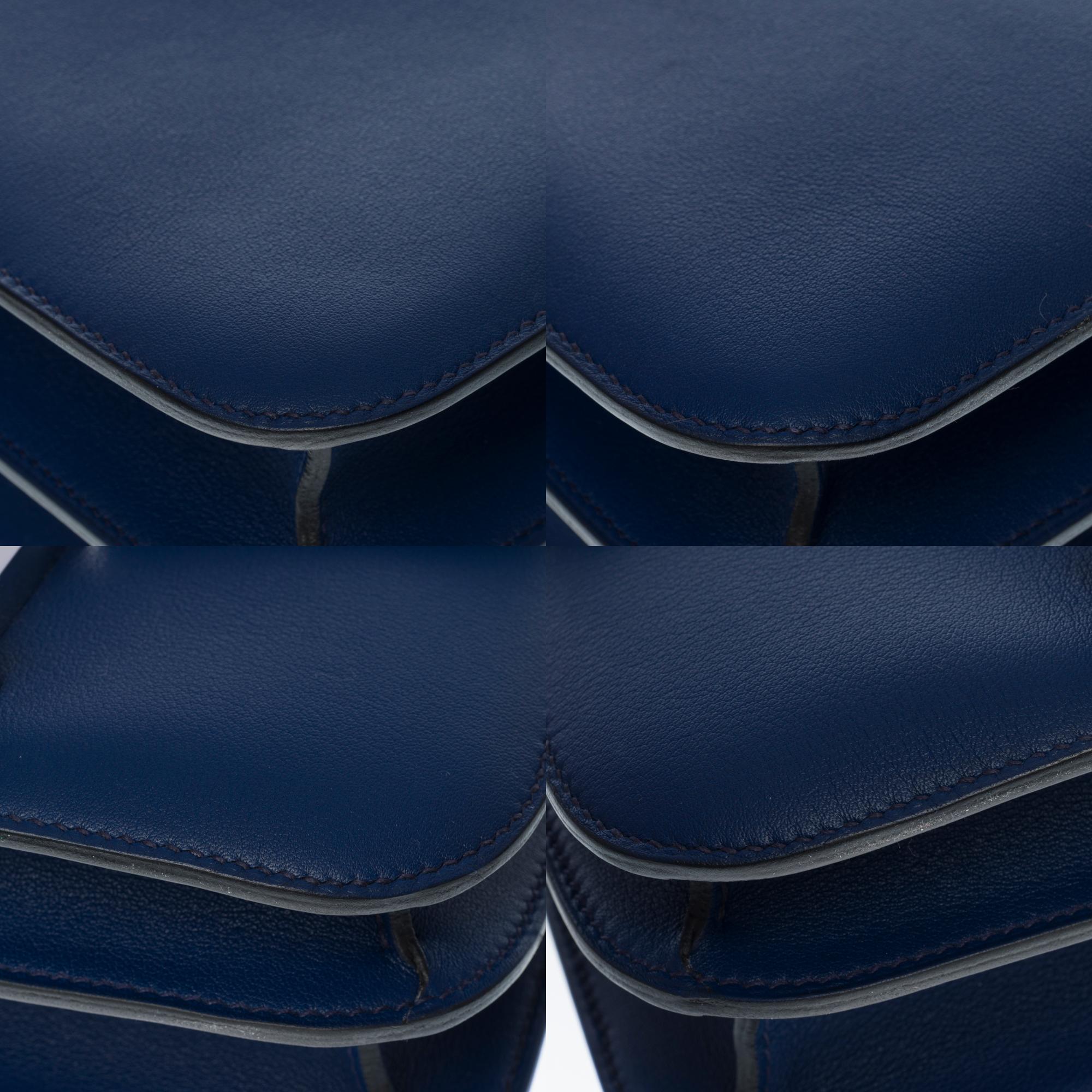 New-HSS-Hermes Constance 24 shoulder bag in sapphire blue Evercolor leather, SHW 4