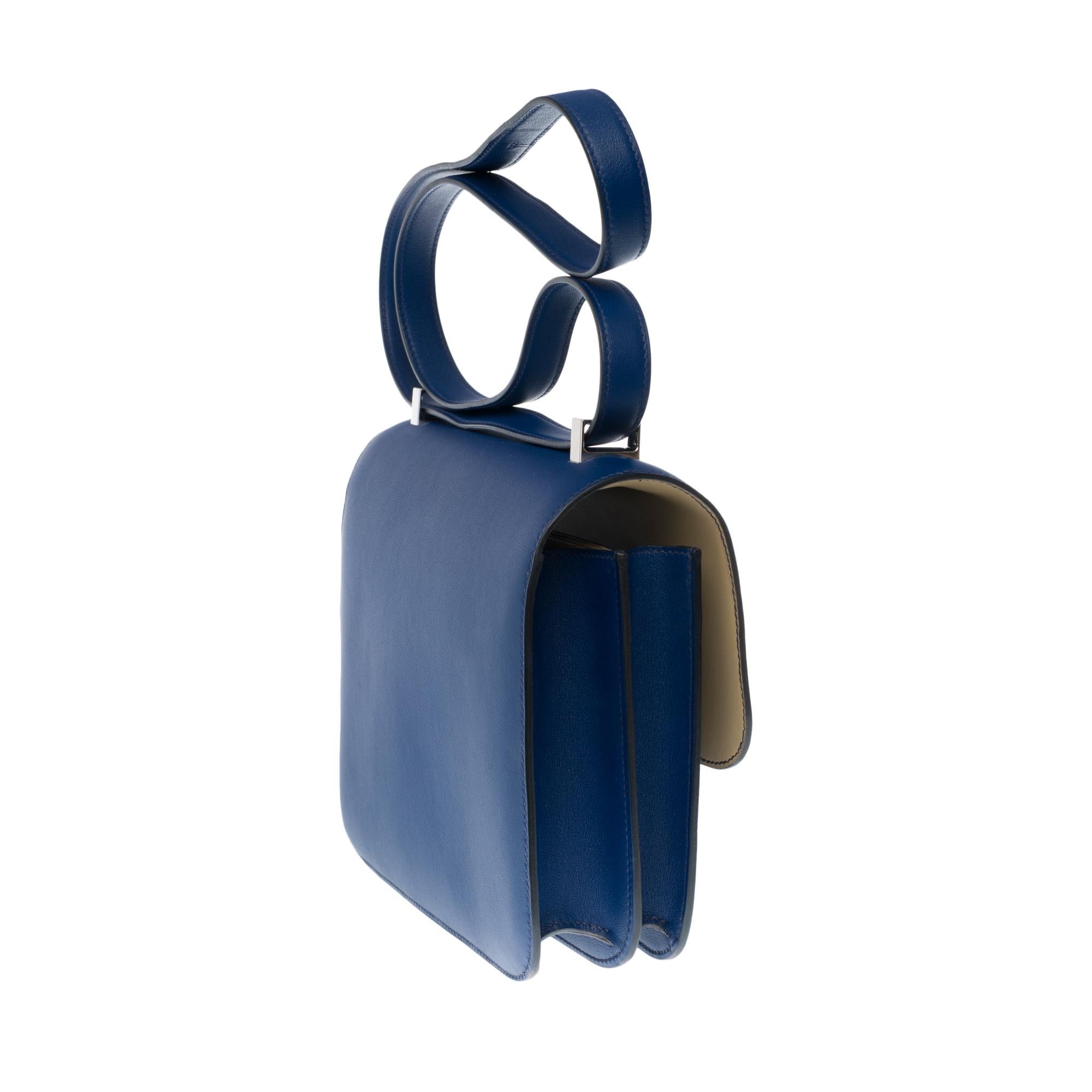 Blue New-HSS-Hermes Constance 24 shoulder bag in sapphire blue Evercolor leather, SHW