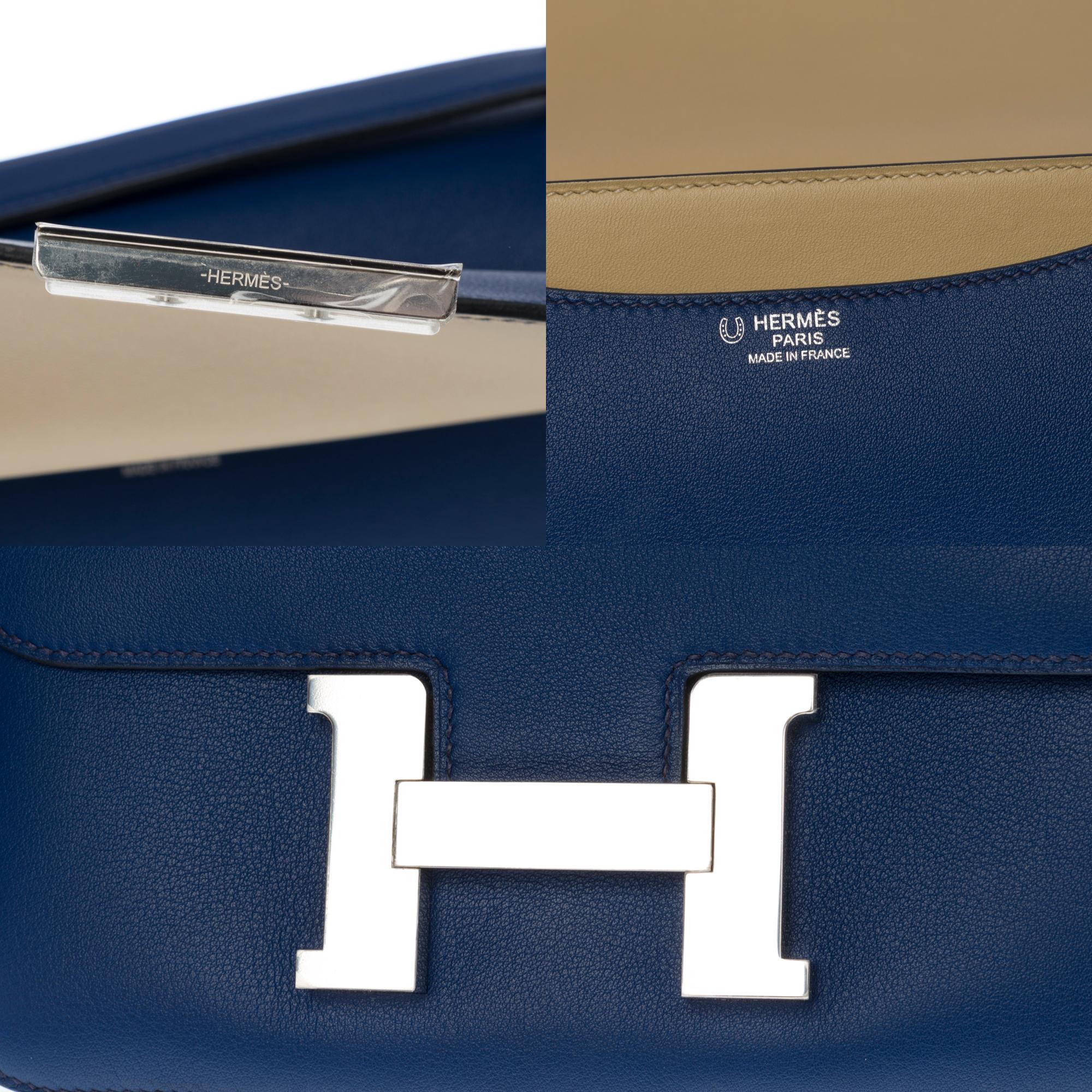 Blue New-HSS-Hermes Constance 24 shoulder bag in sapphire blue Evercolor leather, SHW