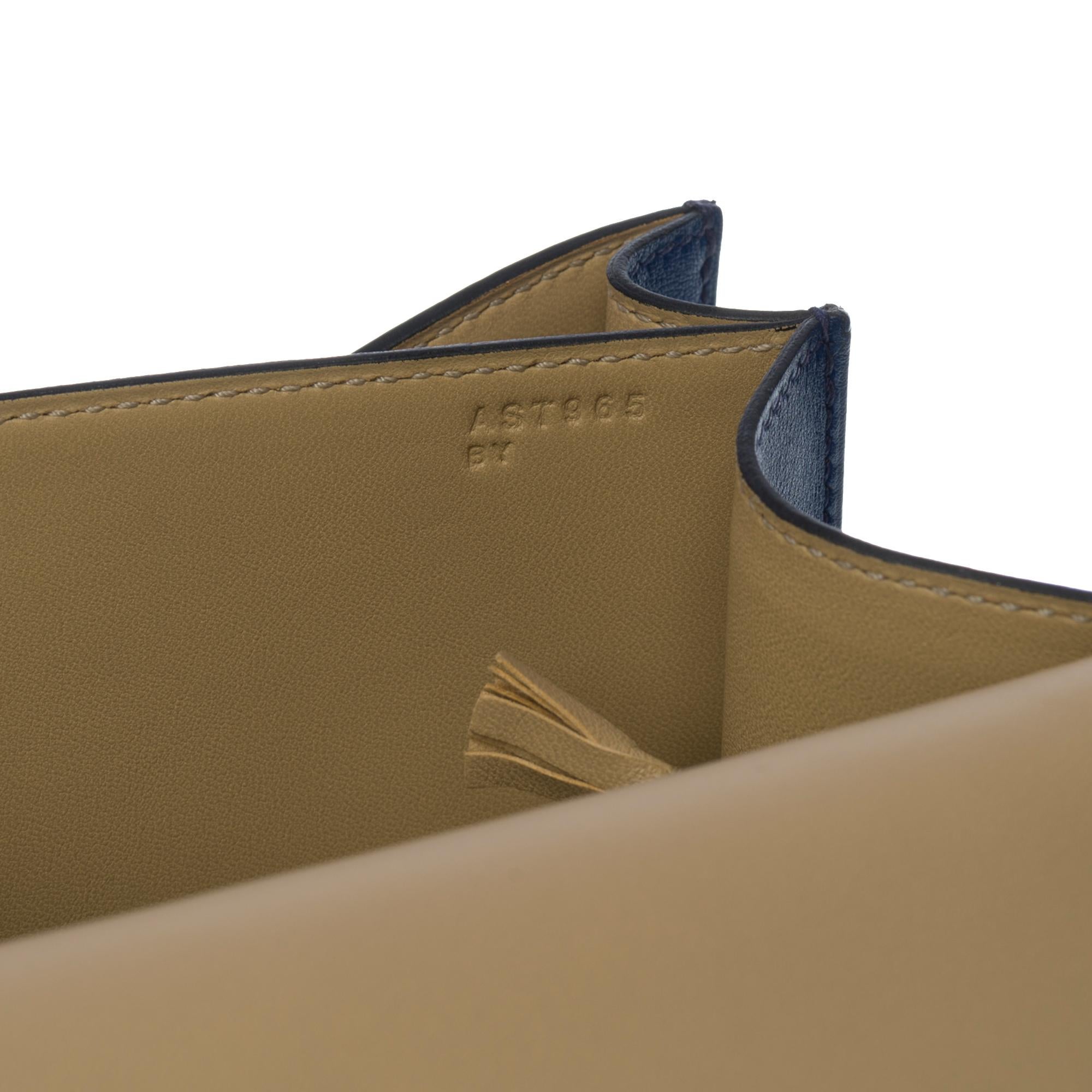 Women's New-HSS-Hermes Constance 24 shoulder bag in sapphire blue Evercolor leather, SHW