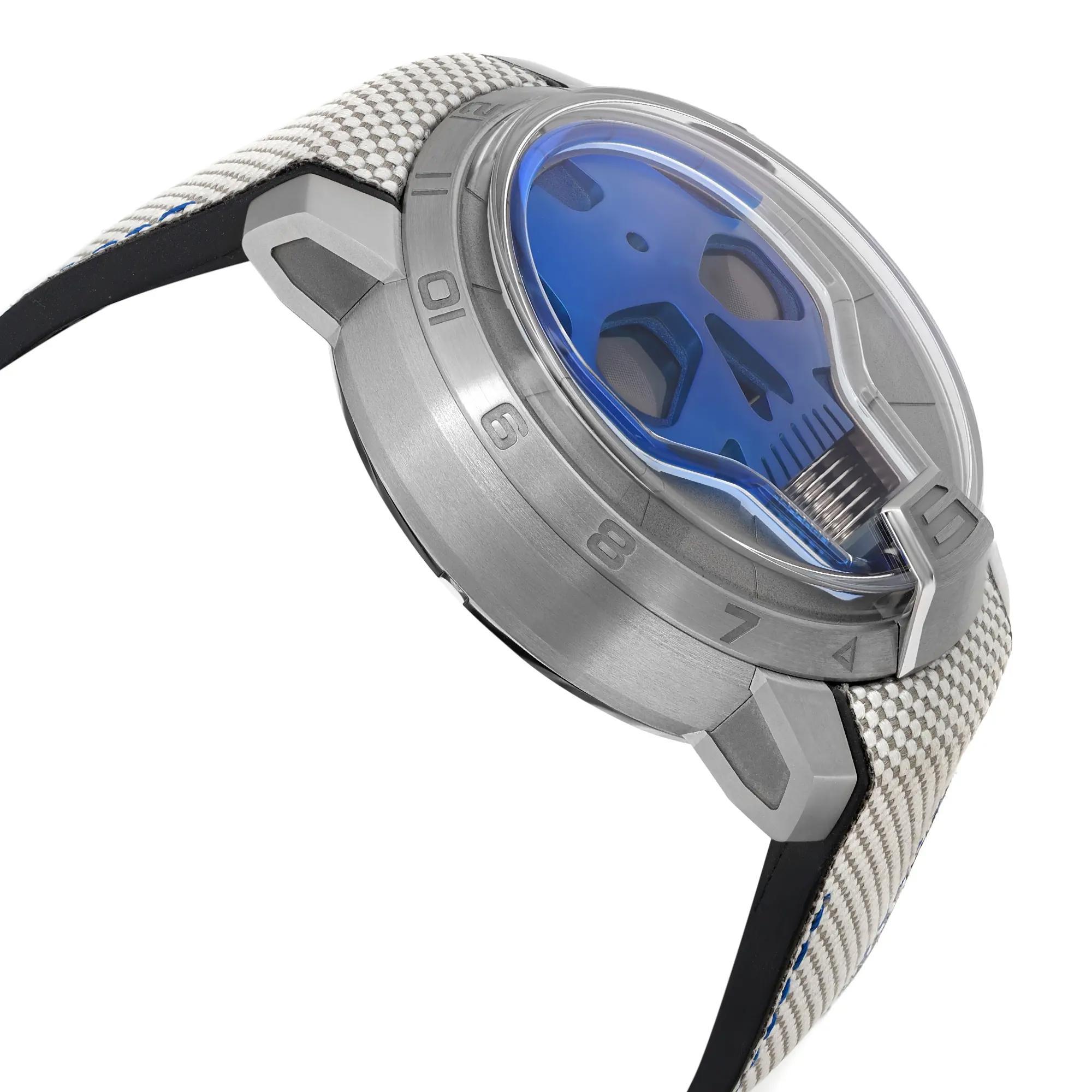 De los hombres Nuevo Reloj LTD HYT H4 Skull 50mm Titanio Esfera Azul Cuerda Manual Hombre H2-TT-488207 en venta