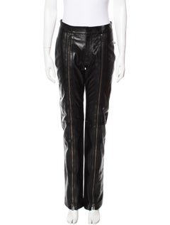 New Iconic Tom Ford for Gucci FW 2001 Black Leather Double Zipper Men's Pants 42