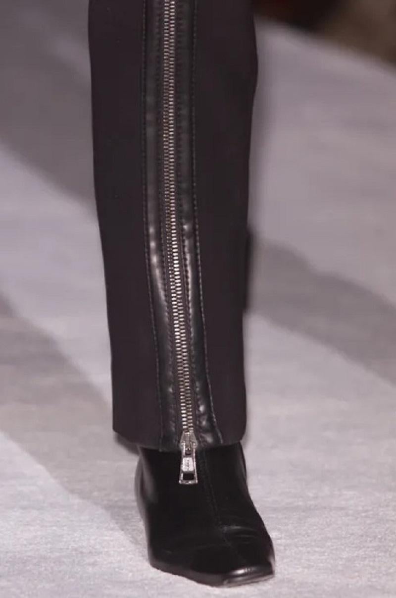 New Iconic Tom Ford for Gucci FW 2001 Black Leather Double Zipper Men's Pants 42 2
