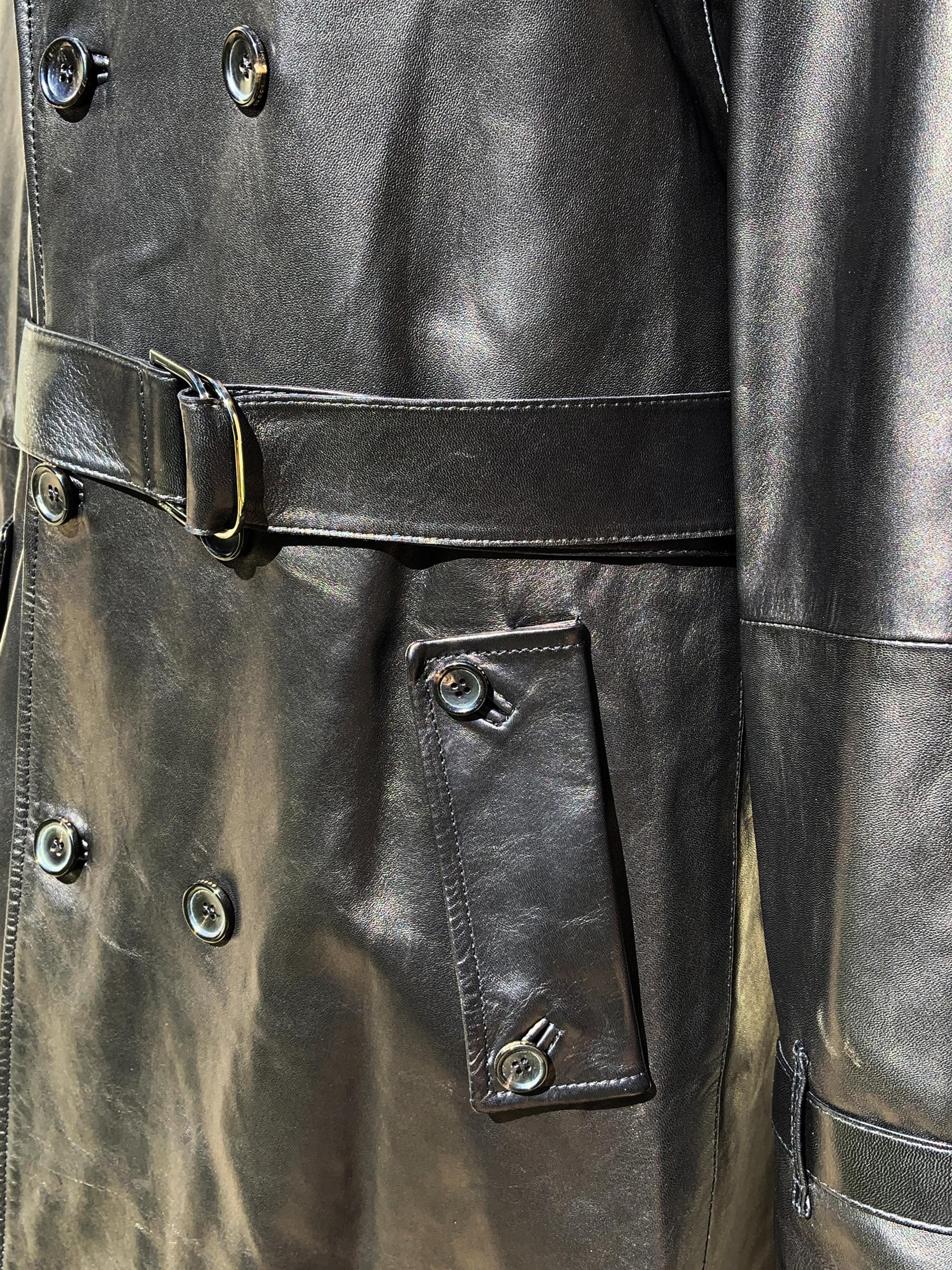 New Iconic Tom Ford for Gucci FW 2001 Men's Black Leather Coat Italian 54 In New Condition In Montgomery, TX