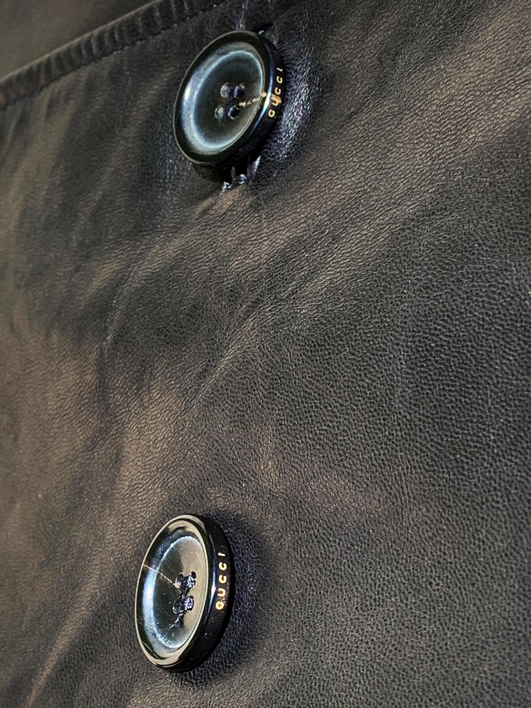Neuer ikonischer Tom Ford für Gucci Schwarzer Herrenmantel aus Leder, Italienisch 54 im Angebot 4