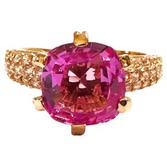 New IF African 4.20 ct Pink Sapphire Rose Gold Plated Sterling Silver Ring