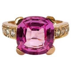 New IF African 4.20 ct Pink Sapphire Rose Gold Plated Sterling Silver Ring