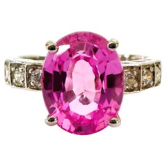 New IF African 4.20 ct Pink & White Sapphire Sterling Silver Ring