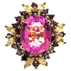 New IF African 5.30 ct Pink & Purple Sapphire YGold Plated Sterling Silver Ring