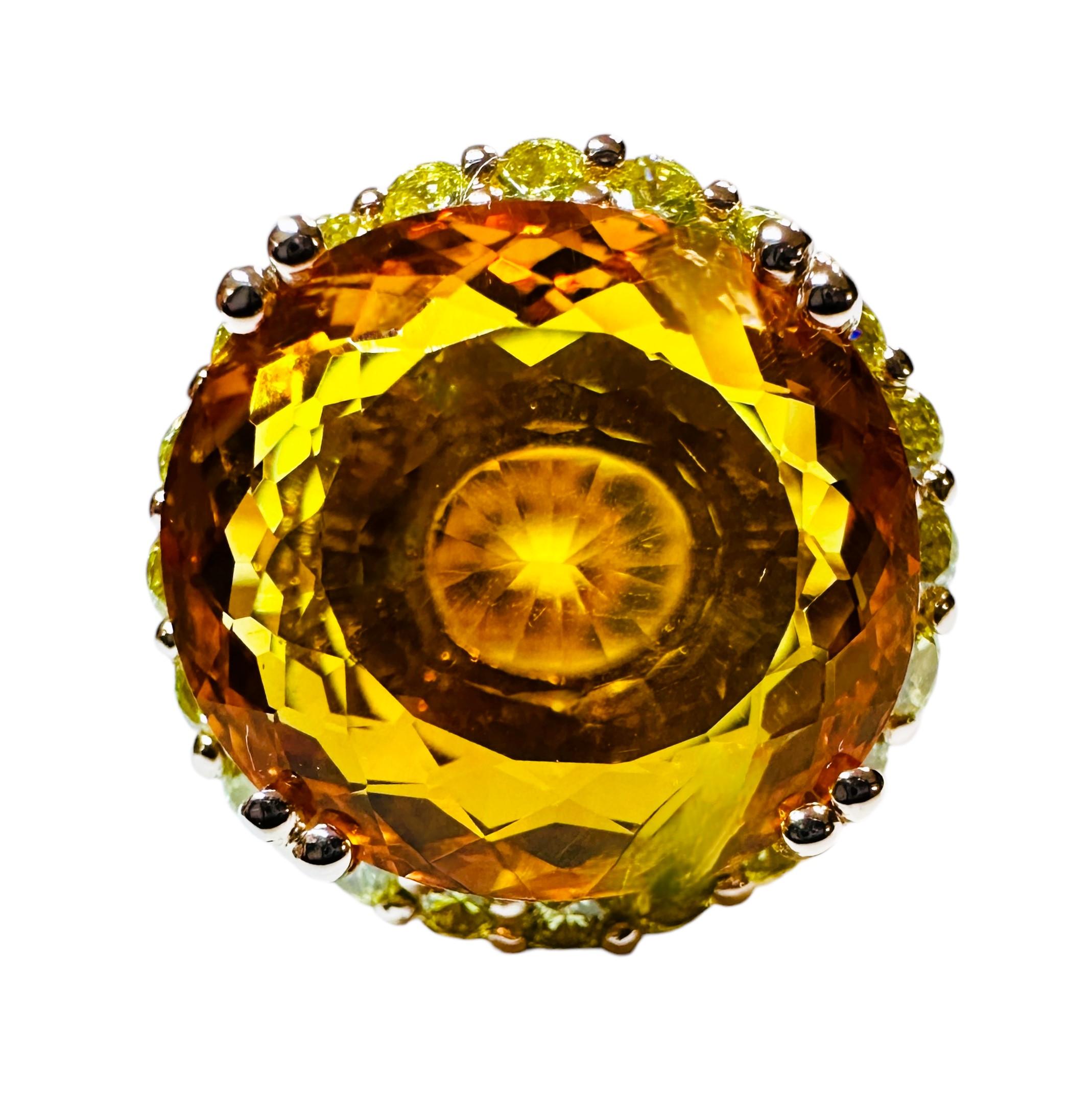 New IF Brazilian 14.70 Ct Golden Orange Citrine & Yellow Sapphire Sterling Ring 1