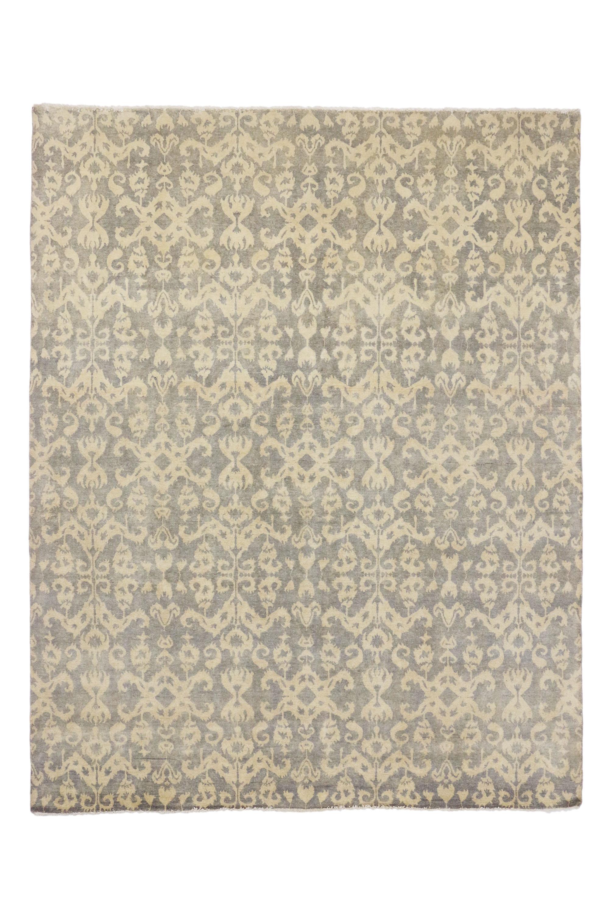 New Ikat Area Rug with Transitional Style