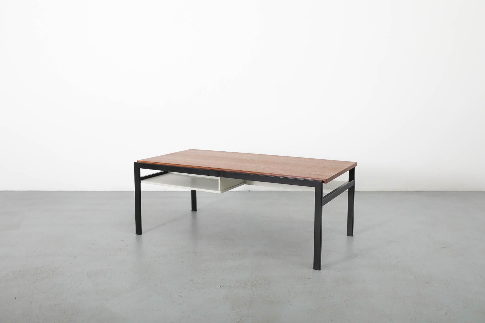 Metal Cees Braakman TU04 Coffee Table with Reversible Teak & White Top for Pastoe, NIB For Sale