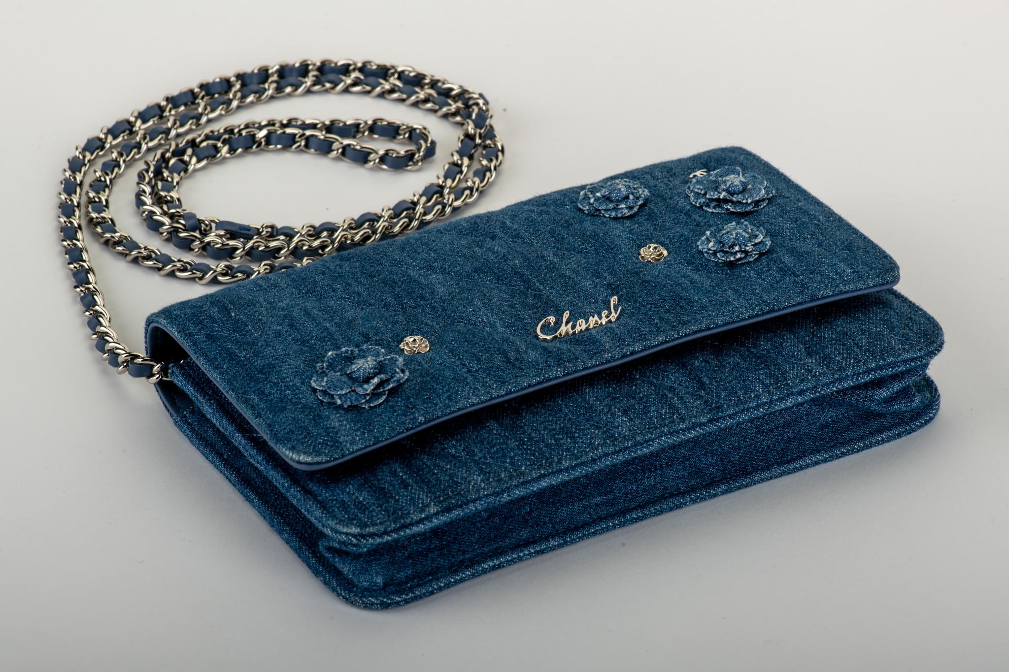 Black New in Box Chanel Denim Camellia Crossbody Bag
