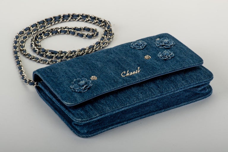 New in Box Chanel Denim Camellia Crossbody Bag at 1stDibs chanel