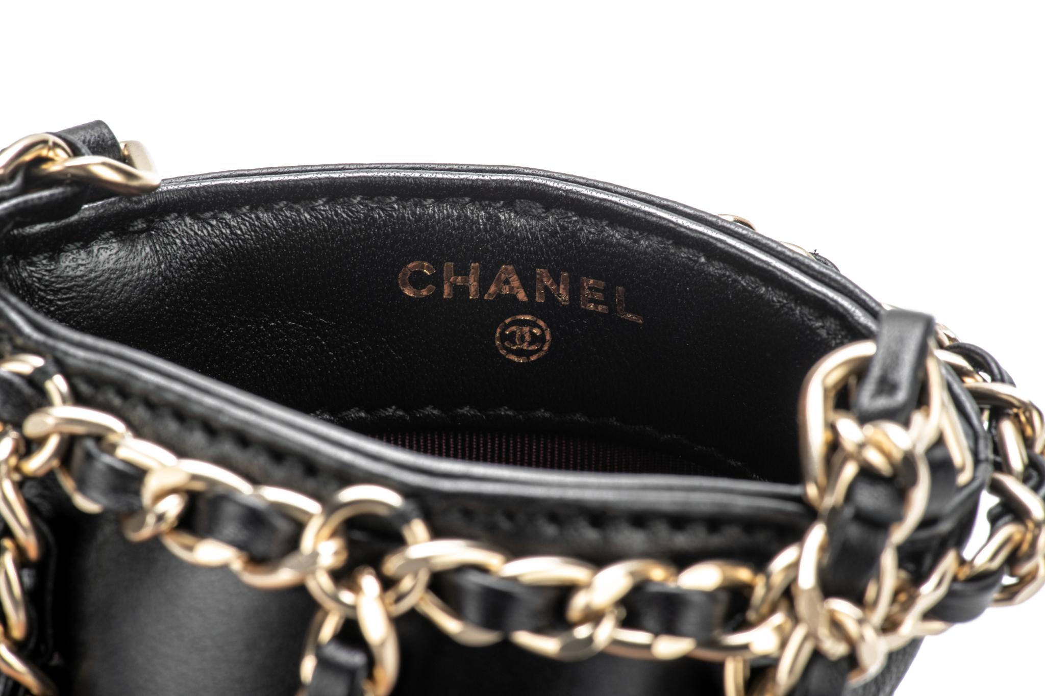 Women's New in Box Chanel VIP Cell Phone Case Black Gold Crossbody For Sale