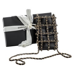 New in Box Chanel VIP Cell Phone Case Black Gold Crossbody