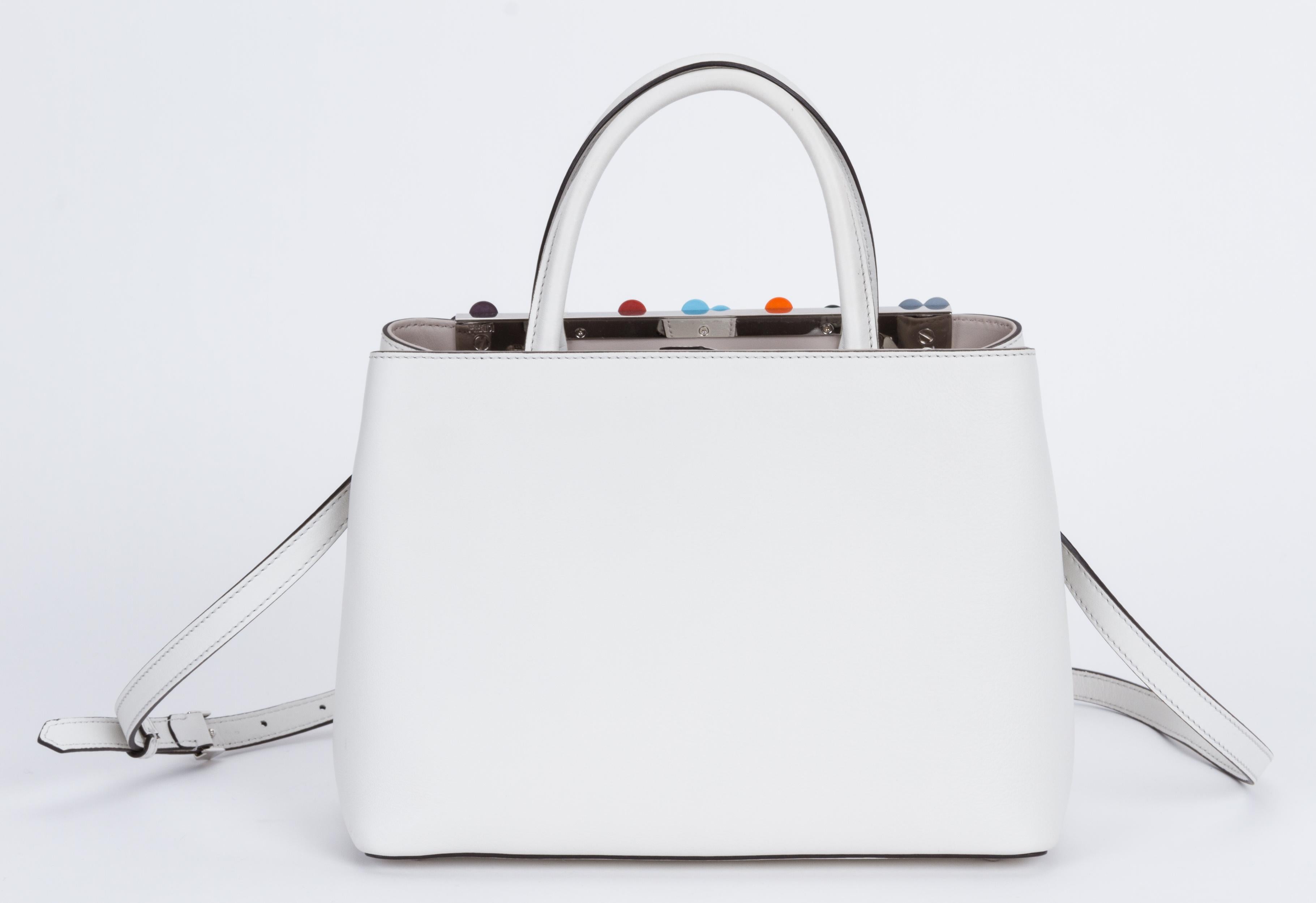 white leather tote bag