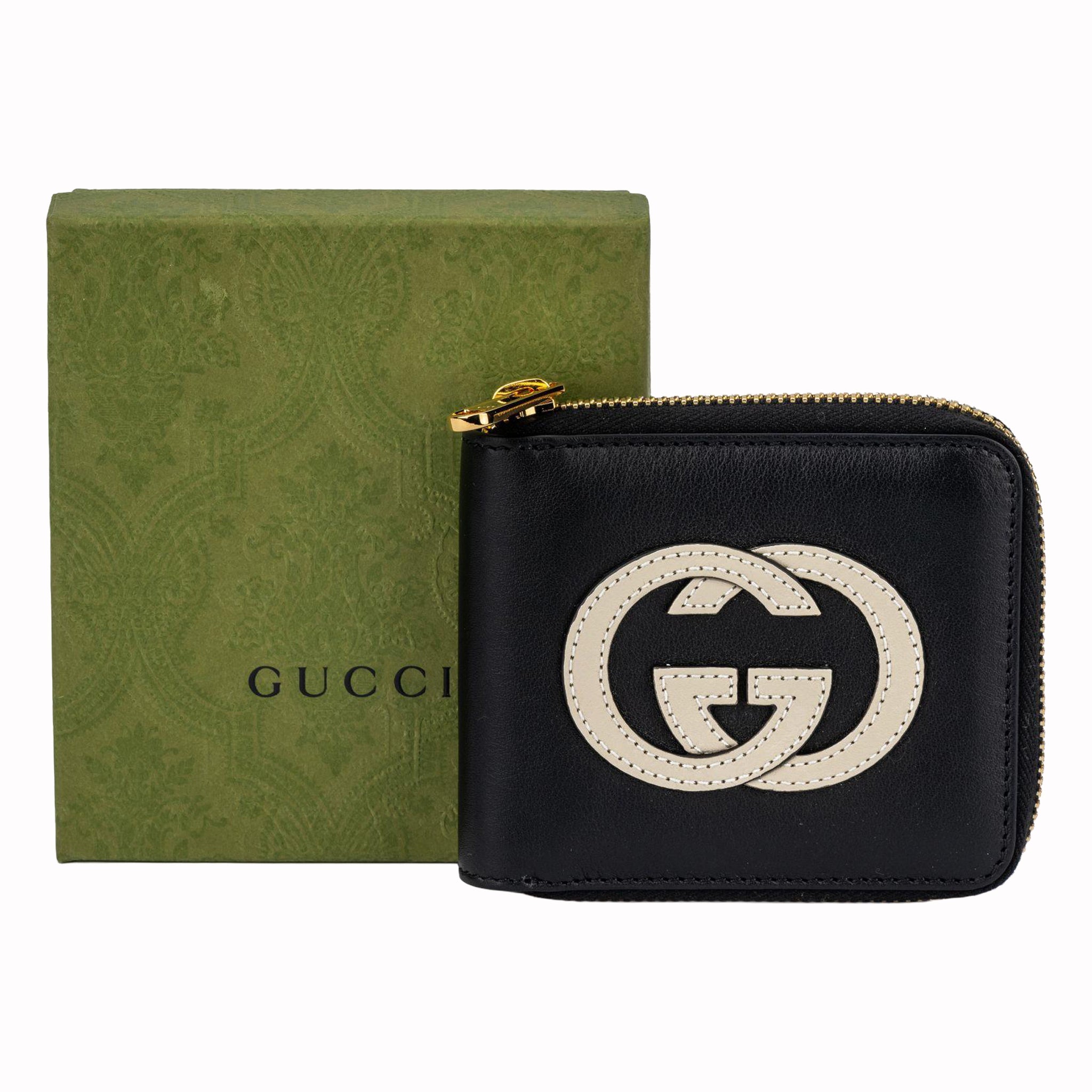 New In Box Gucci Logo Zip Around Wallet