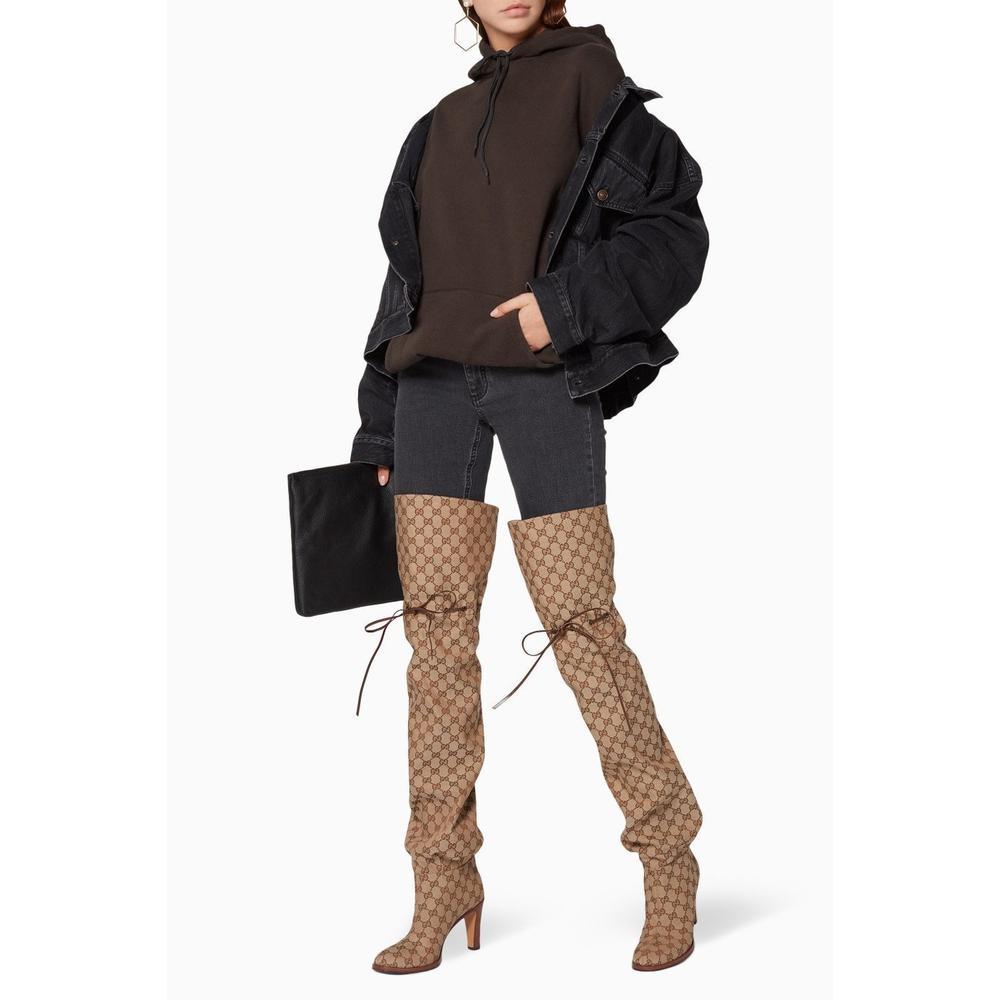 Women's NEW in box Gucci Original GG Over-the-Knee Boots sz EU35.5 For Sale