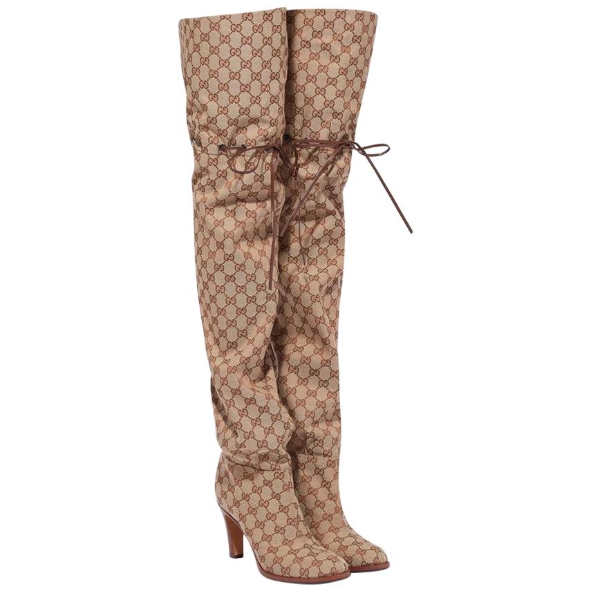 NEW in box Gucci Original GG Over-the-Knee Boots sz EU35.5 For Sale at ...