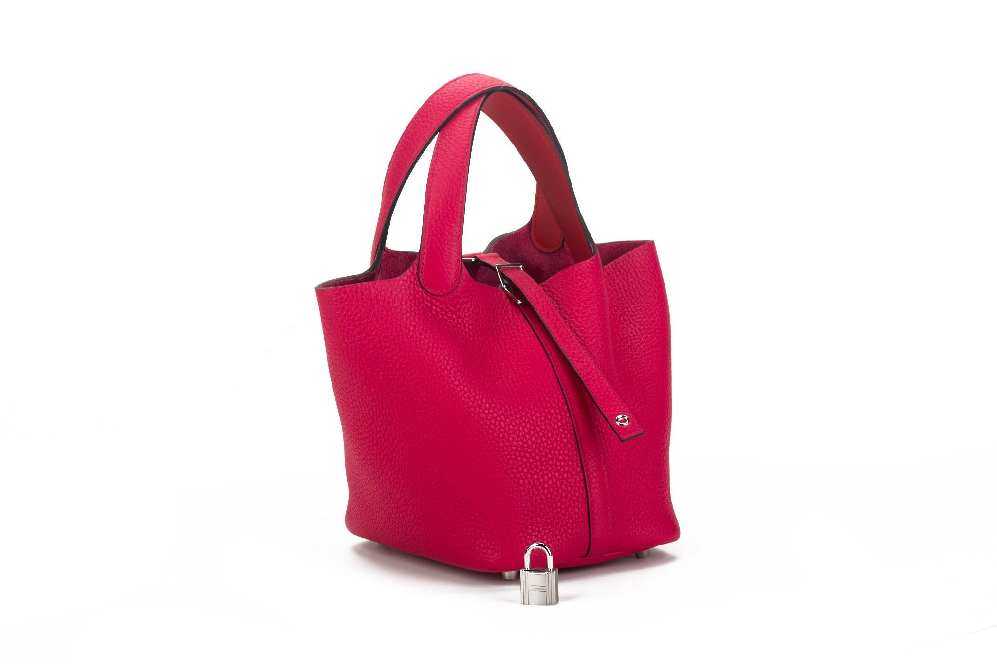 New in Box Hermès Sac Picotin 18cm Rose Mexico en vente 5