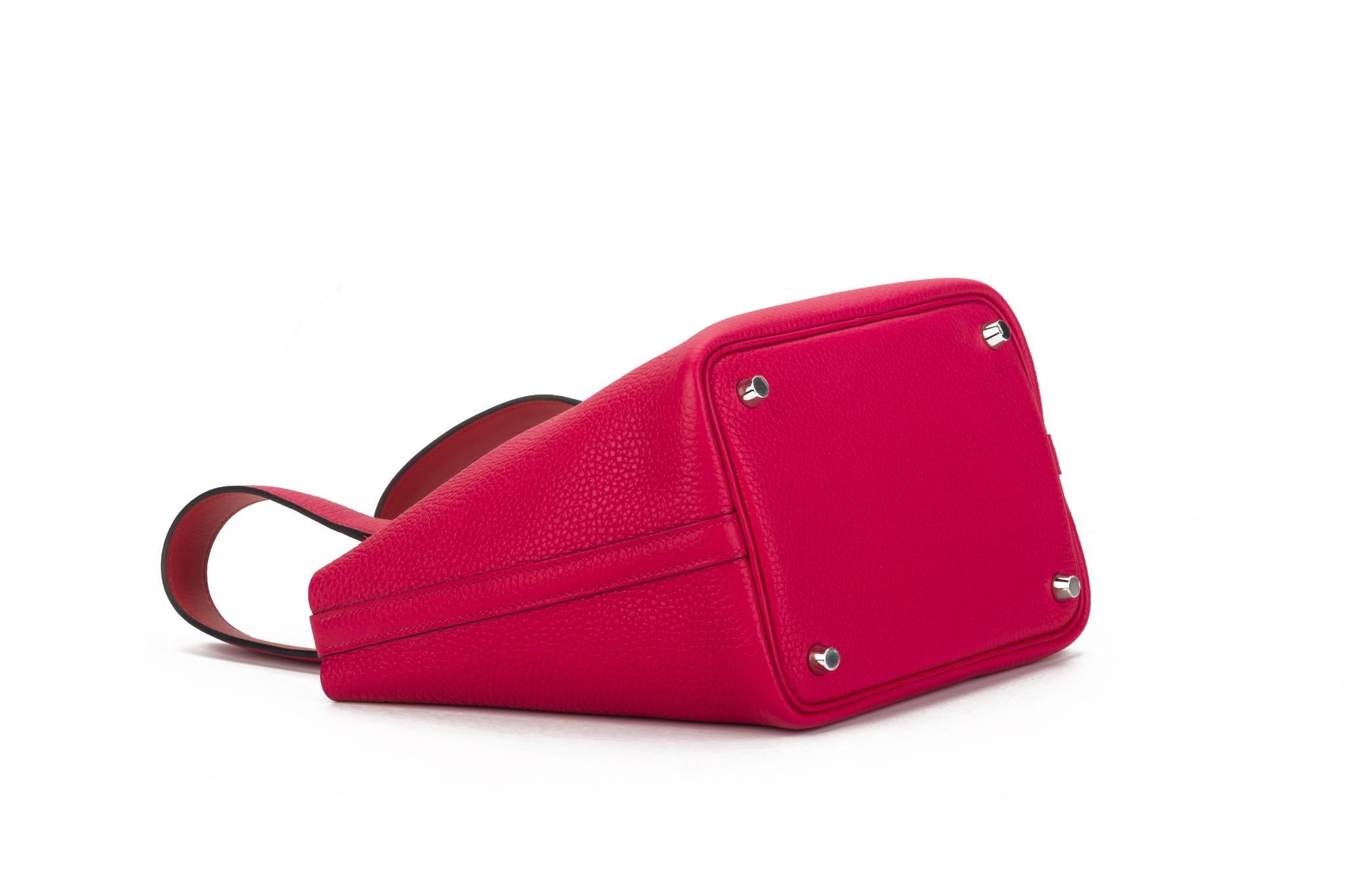 New in Box Hermès 18cm Rose Mexico Picotin Bag For Sale 3
