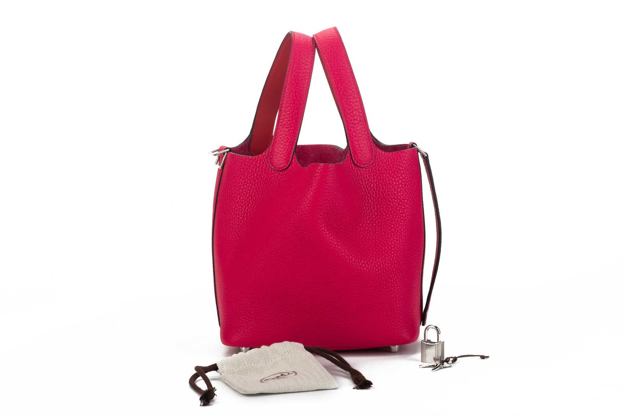 Rouge New in Box Hermès Sac Picotin 18cm Rose Mexico en vente