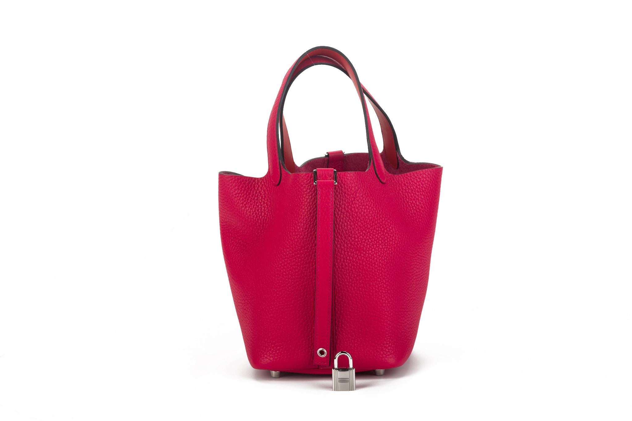 New in Box Hermès Sac Picotin 18cm Rose Mexico en vente 4