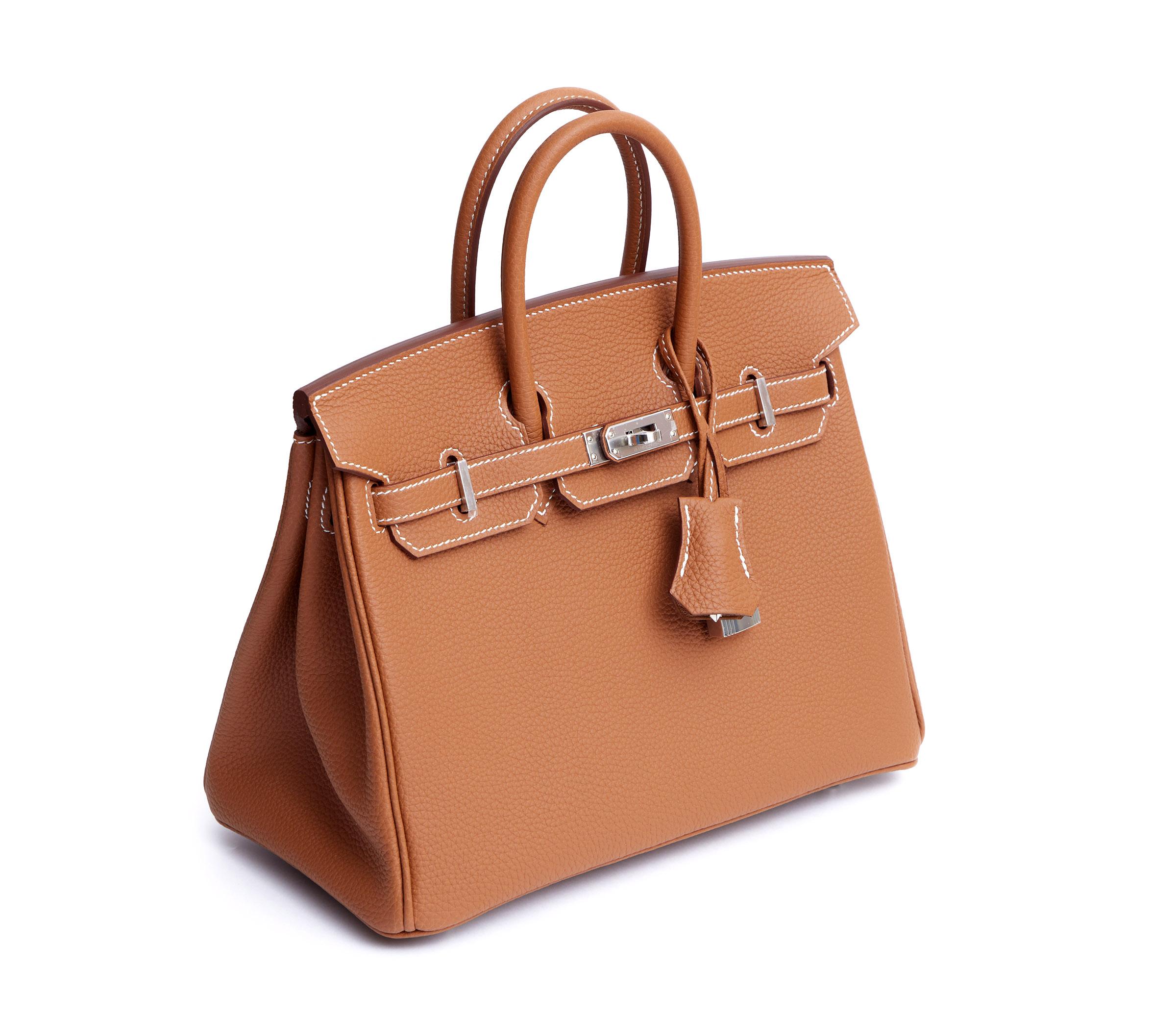 New in Box  Hermes Birkin 25 Togo Gold/Palladium Bag For Sale 4