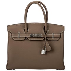 Hermès - Sac Birkin 30 cm Etoupe Togo, état neuf dans sa boîte