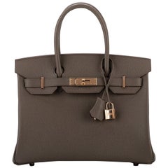 Hermes Birkin Etain Rose Gold Epsom Tasche in Karton