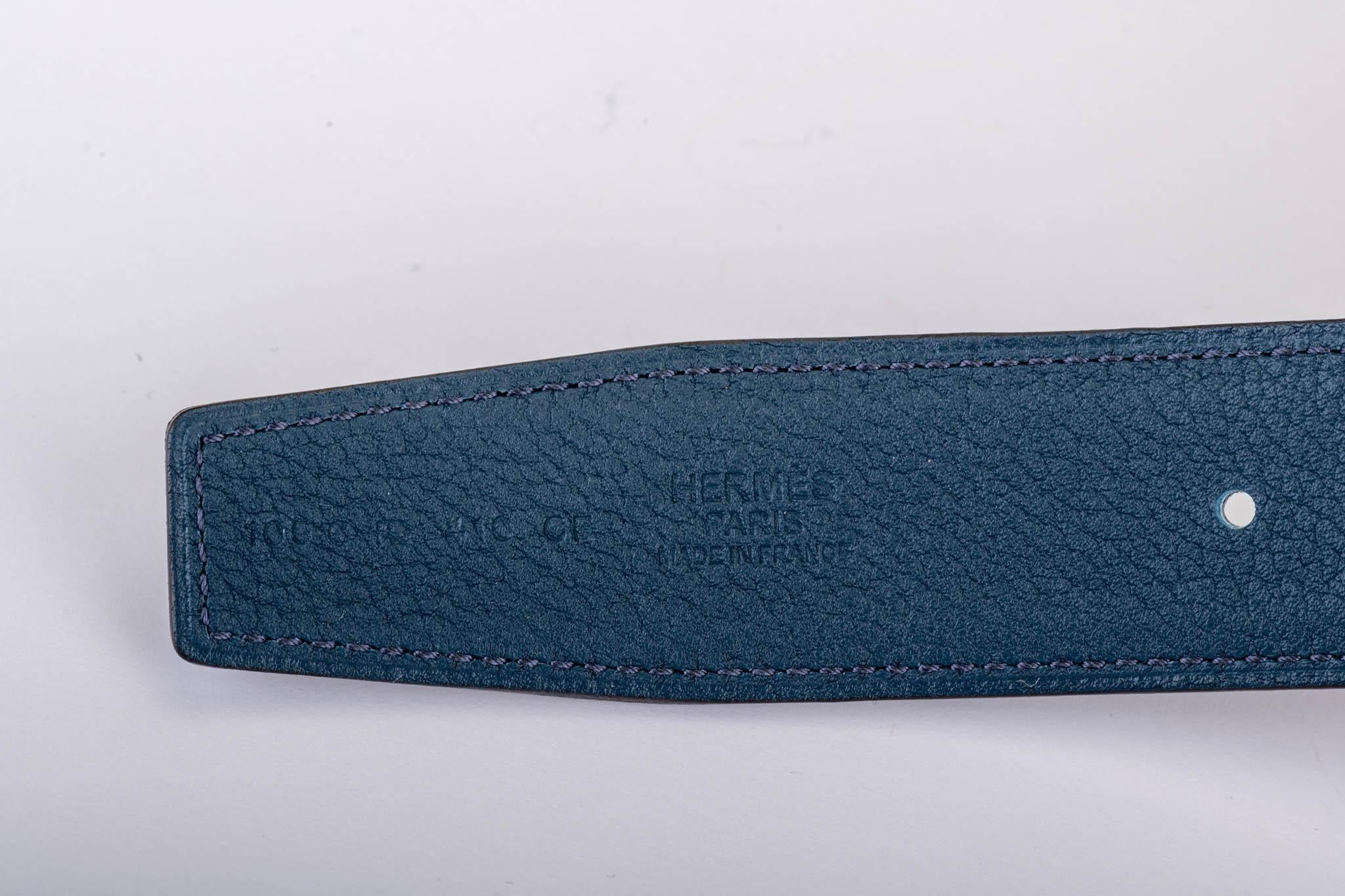 Noir Ceinture Hermès H noire et bleue, neuve dans sa boîte en vente