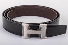 New in Box Hermes Black & Brown H Belt Size 95