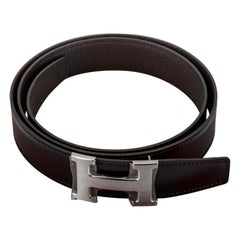 Hermes Belt Constance 42mm Reversible Black to Brown Brushed Palladium ...