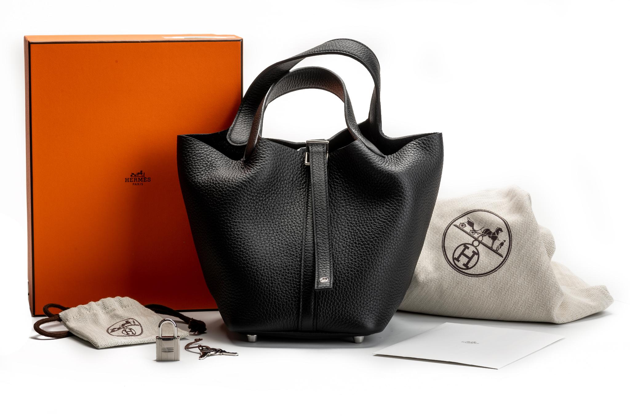 Hermes brand new in box picotin 18 cm small in black taurillon clemence leather and palladium hardware. Date stamp Y for 2020. Comes with dust cover, booklet, box and ribbon.
