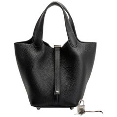 New in Box Hermes Black Clemence Picotin PM