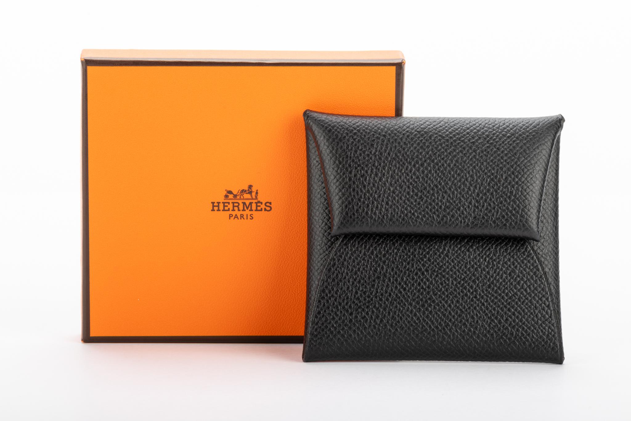 New in Box Hermès Black Epsom Coin Case 1