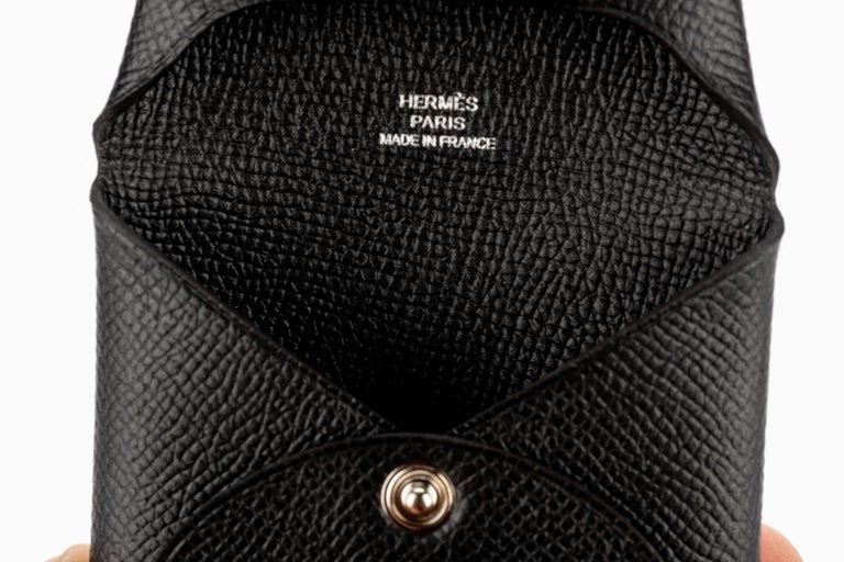 HERMES Bean mini Epsom SilverMetal Cre Coin case Creme White