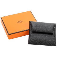 New in Box Hermès Black Epsom Coin Case