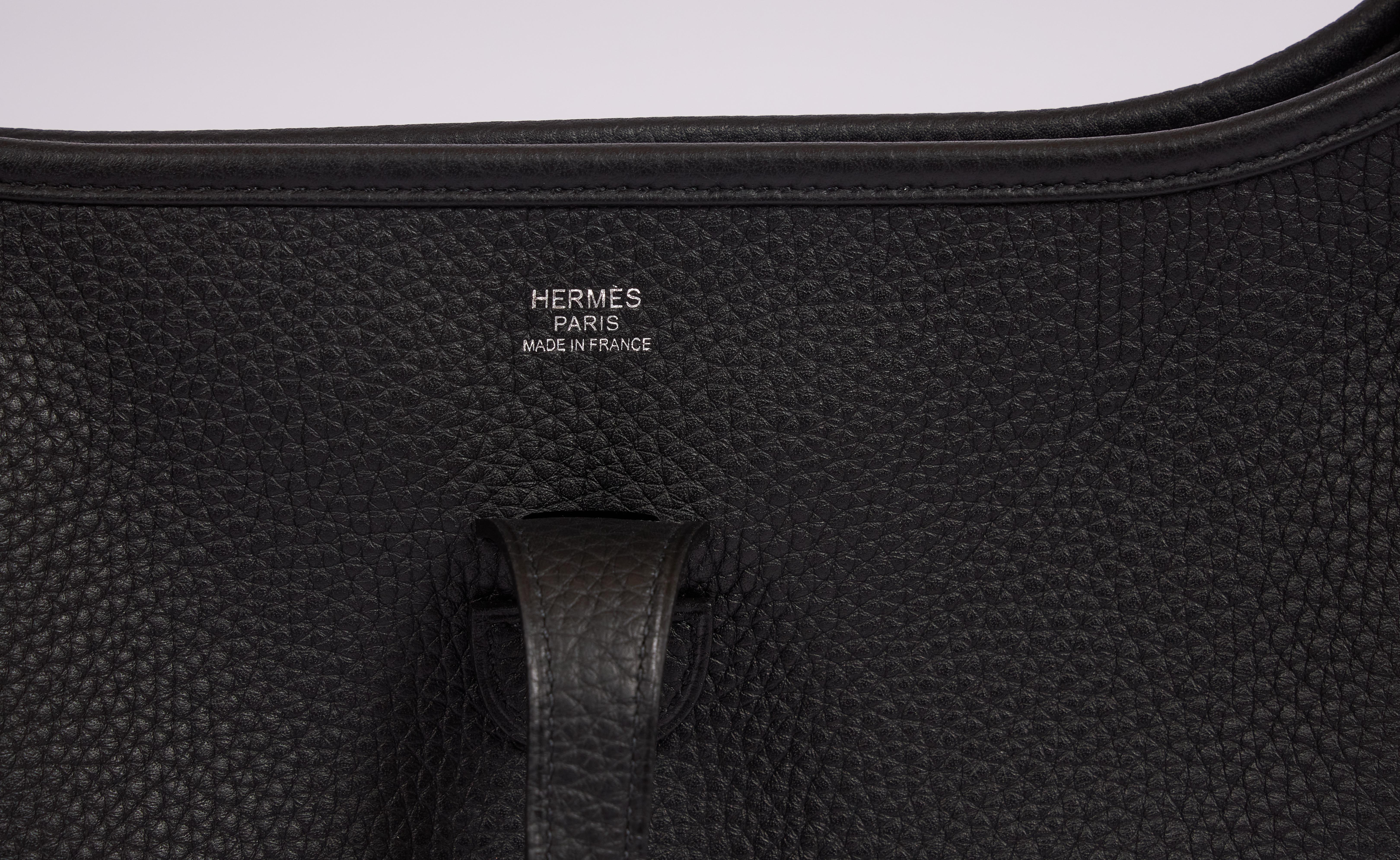 New in Box Hermes Black Evelyne PM Palladium 1