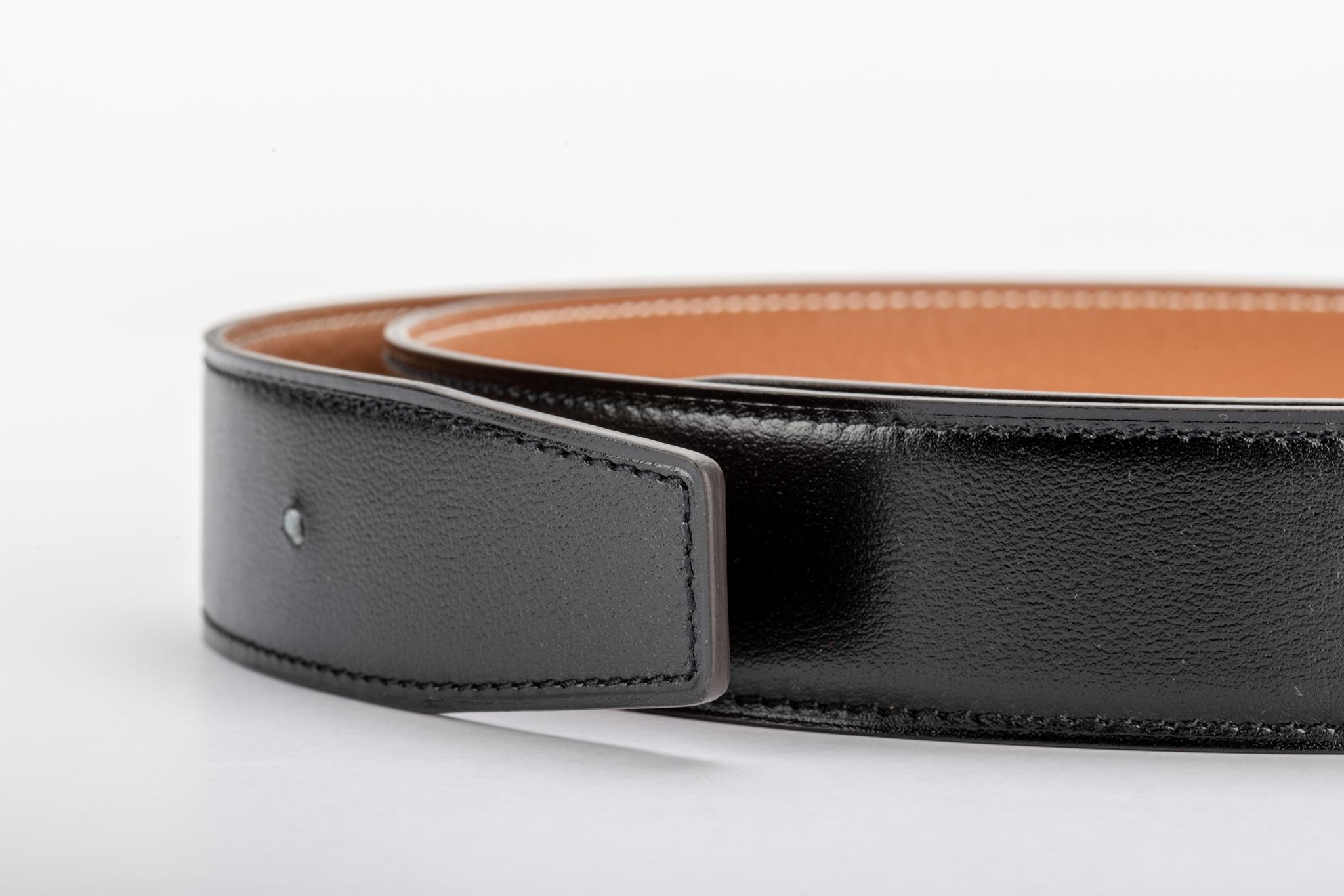 Beige New in Box Hermes Black Gold Unisex Leather Belt 100cm For Sale