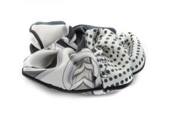 New in Box Hermes Black White Silk Hair Scrunchie