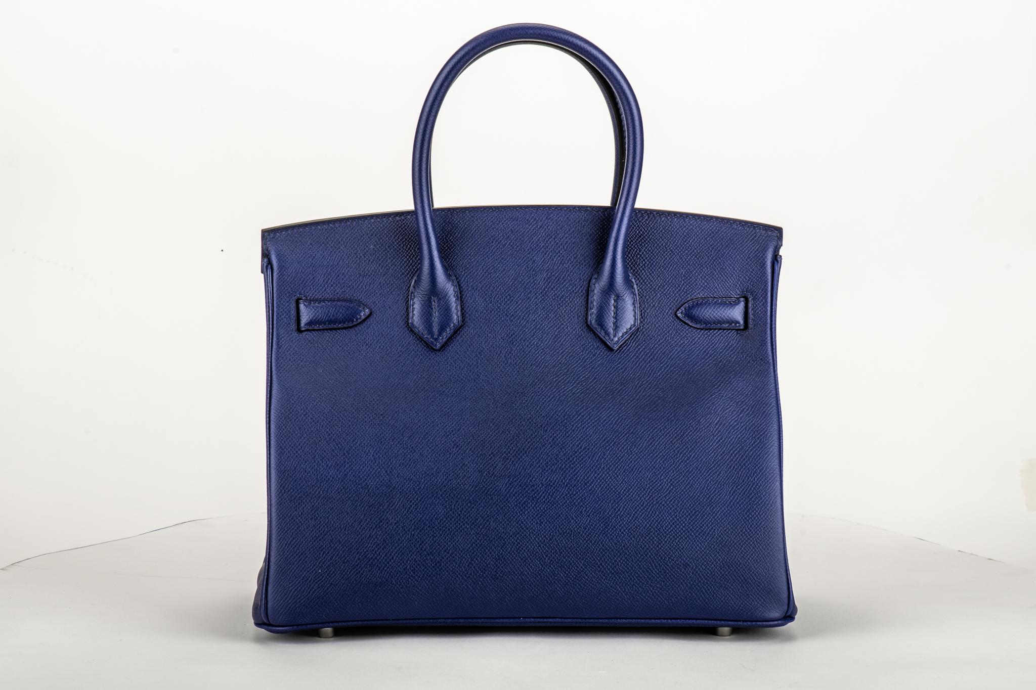 New in Box Hermes Blue Encre Birkin 30 Bag In New Condition In West Hollywood, CA