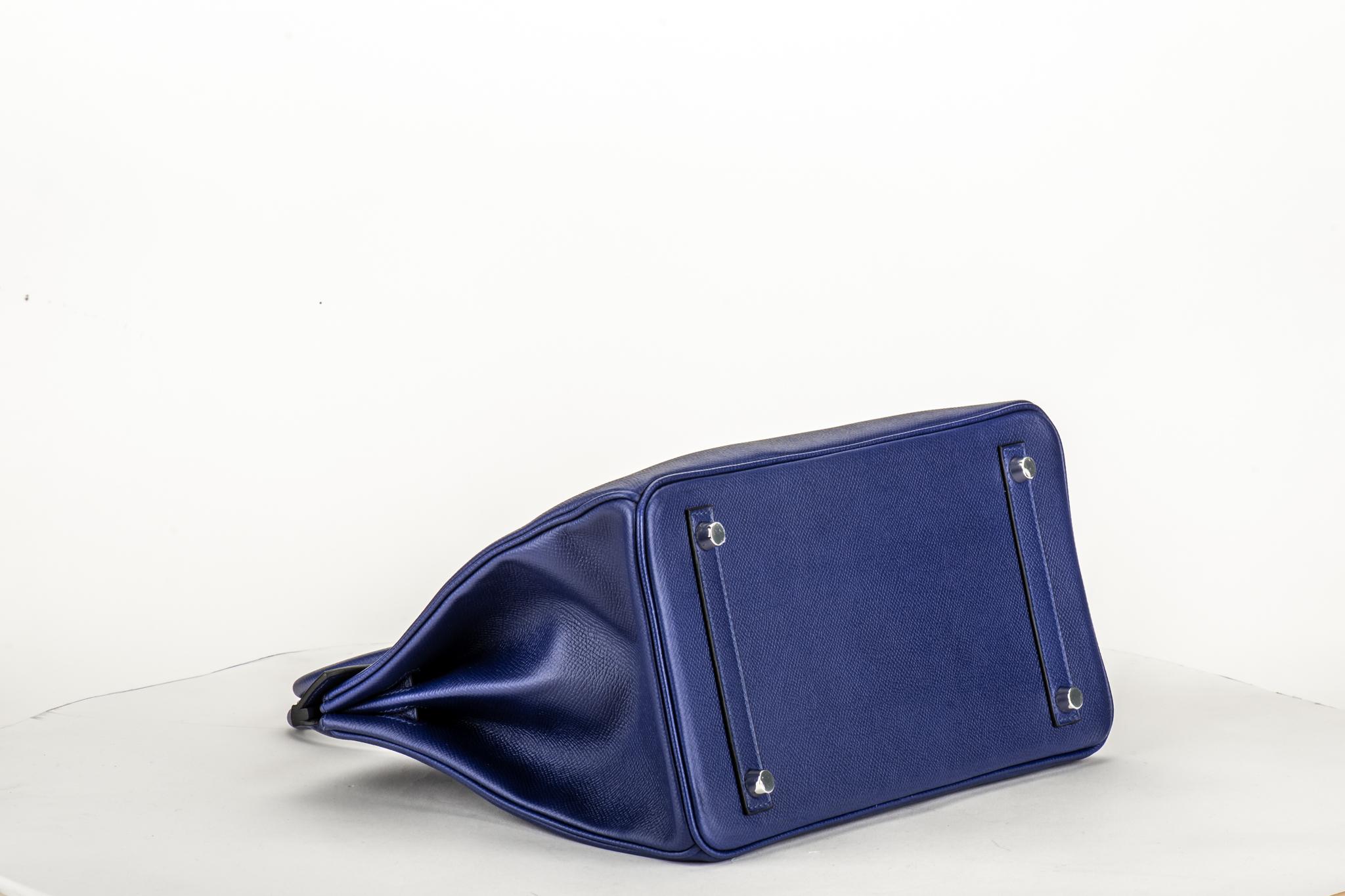 Women's New in Box Hermes Blue Encre Birkin 30 Bag