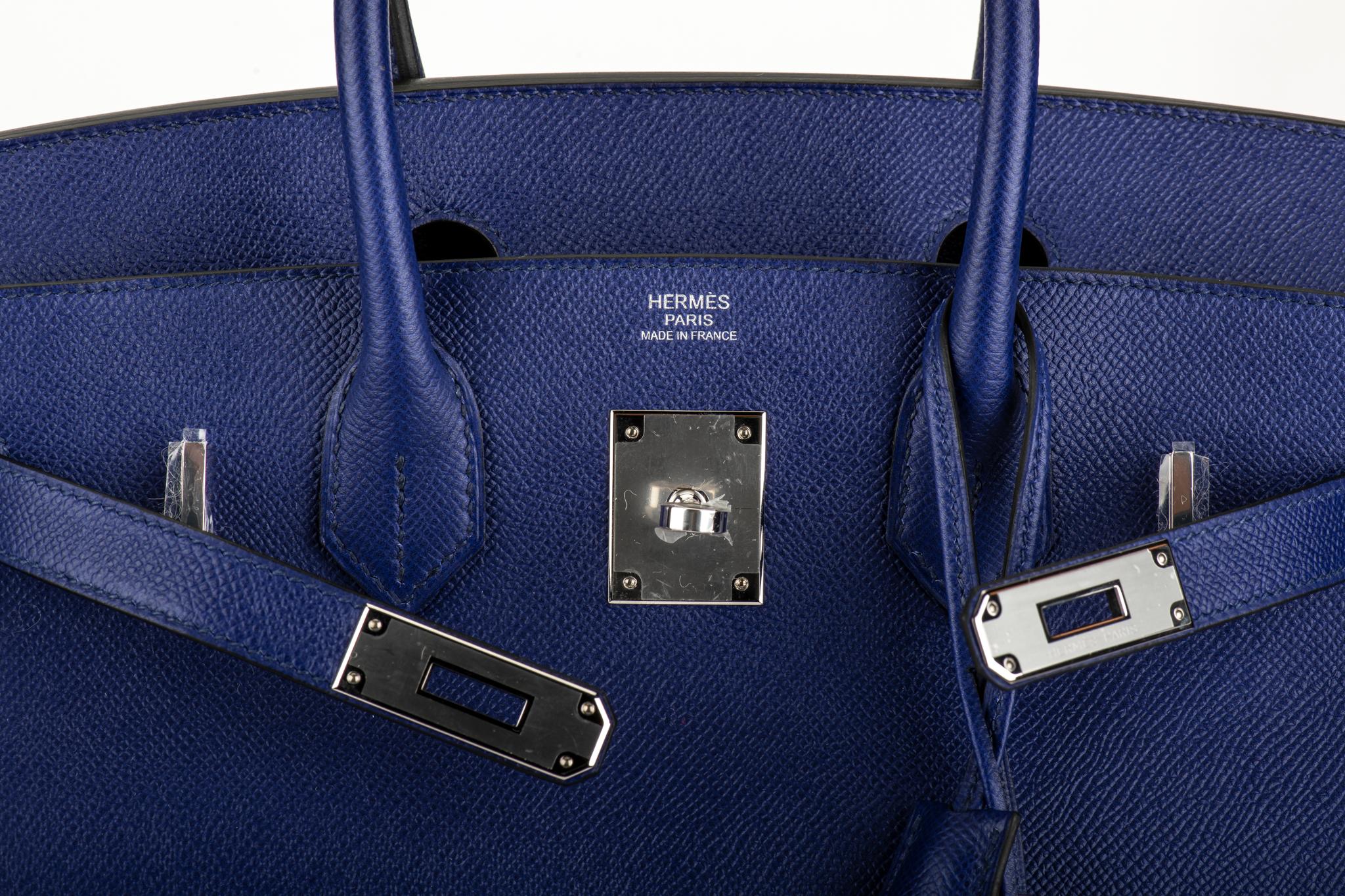 New in Box Hermes Blue Encre Birkin 30 Bag 2