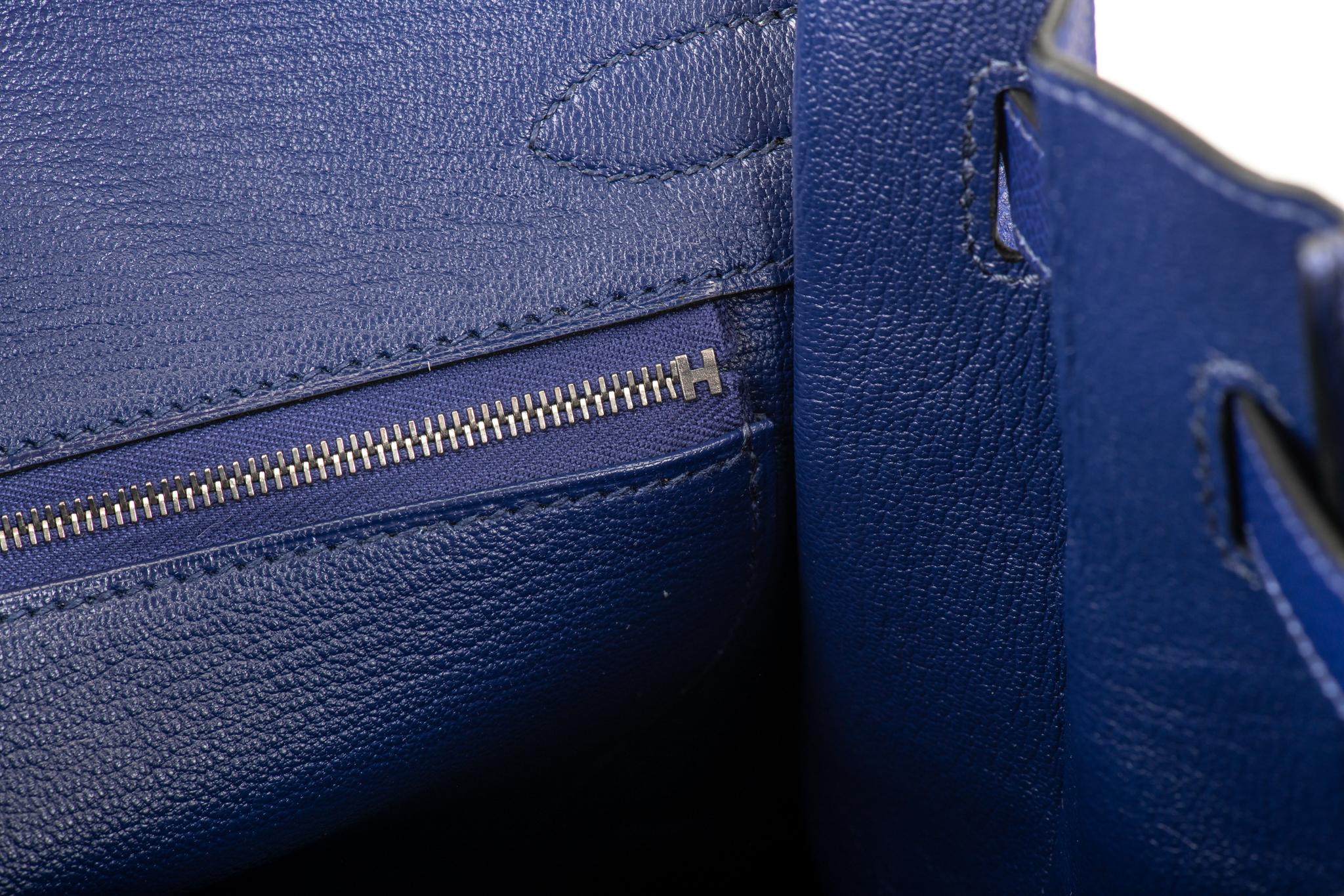 New in Box Hermes Blue Encre Birkin 30 Bag 4