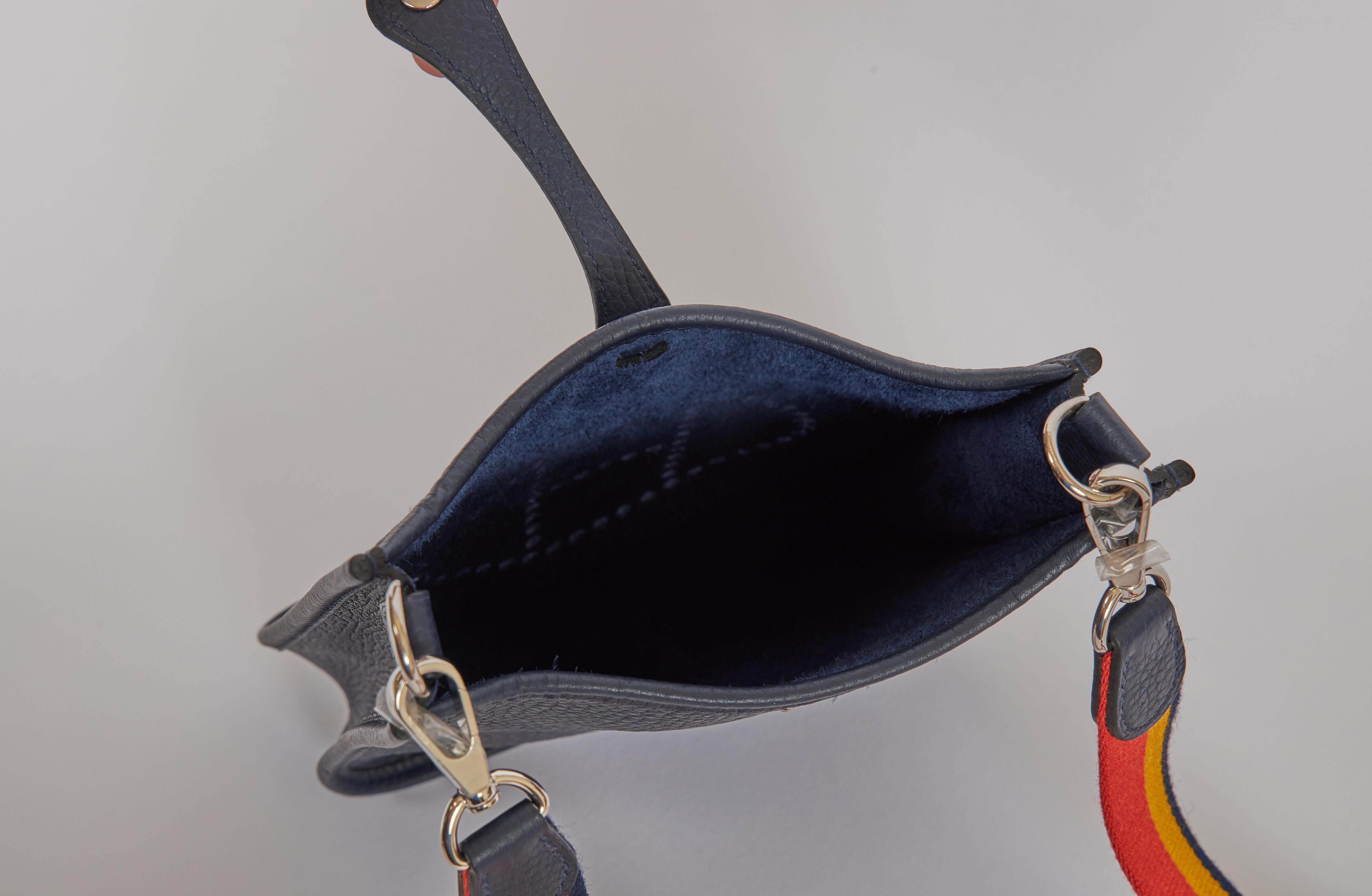 Women's New in Box Hermes Blue Nuit Mini Evelyne Crossbody Bag