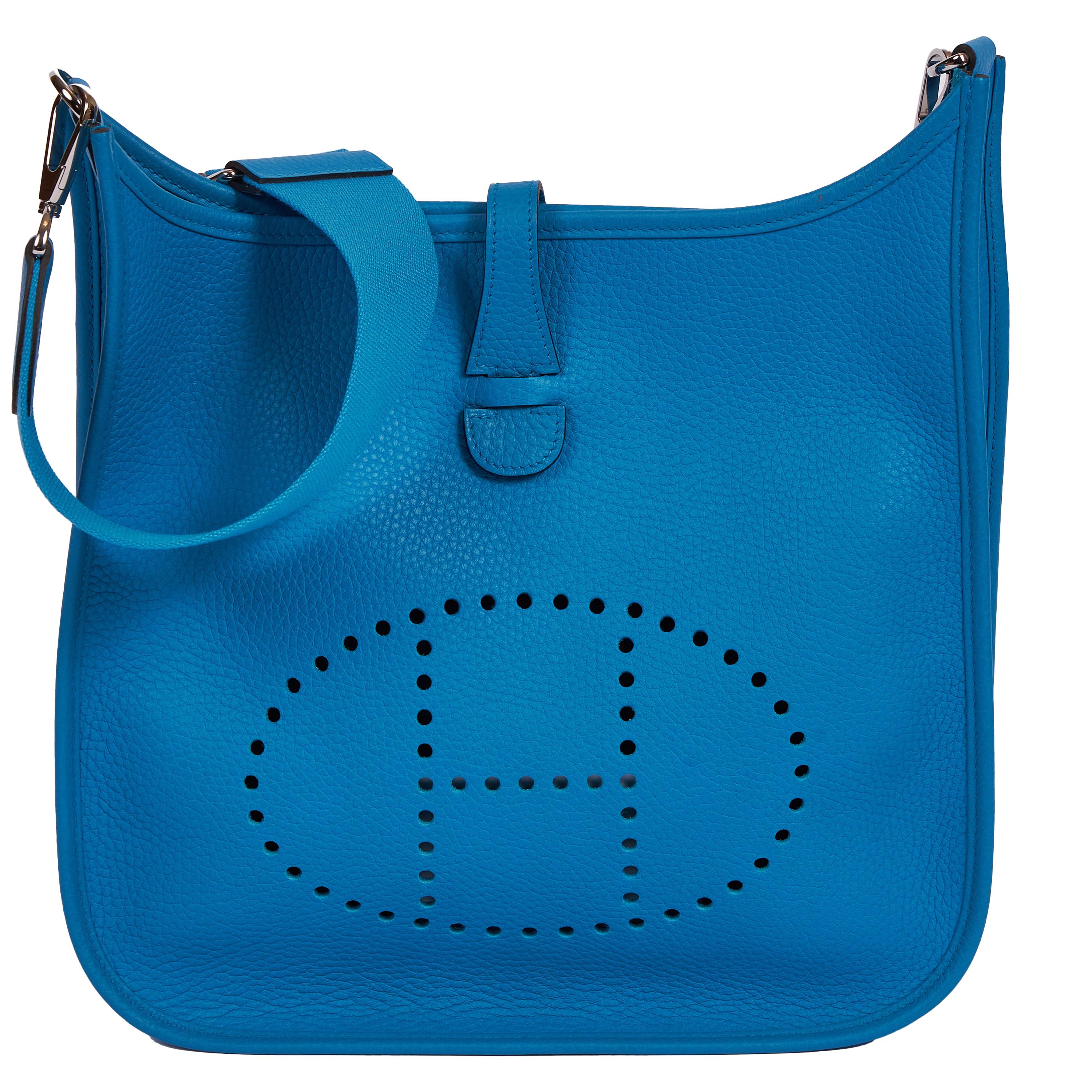 New In Box Hermes Blue Zellige Evelyne PM Bag