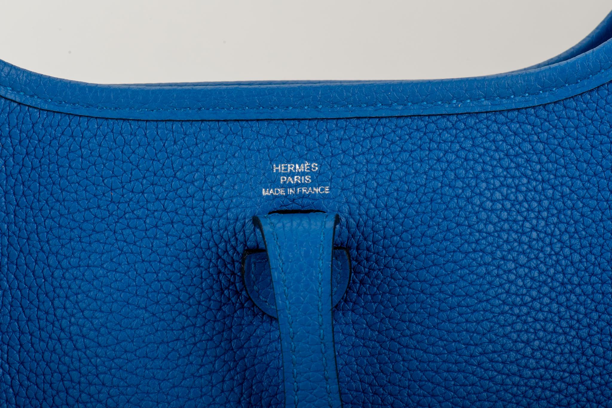 New in Box Hermès Blue Zellige Mini Evelyne Bag In New Condition In West Hollywood, CA