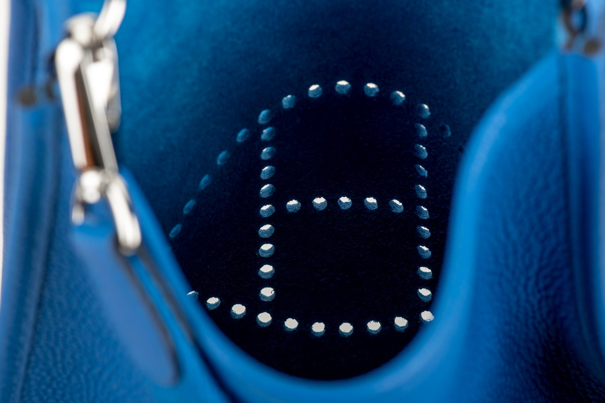 New in Box Hermès Blue Zellige Mini Evelyne Bag 2